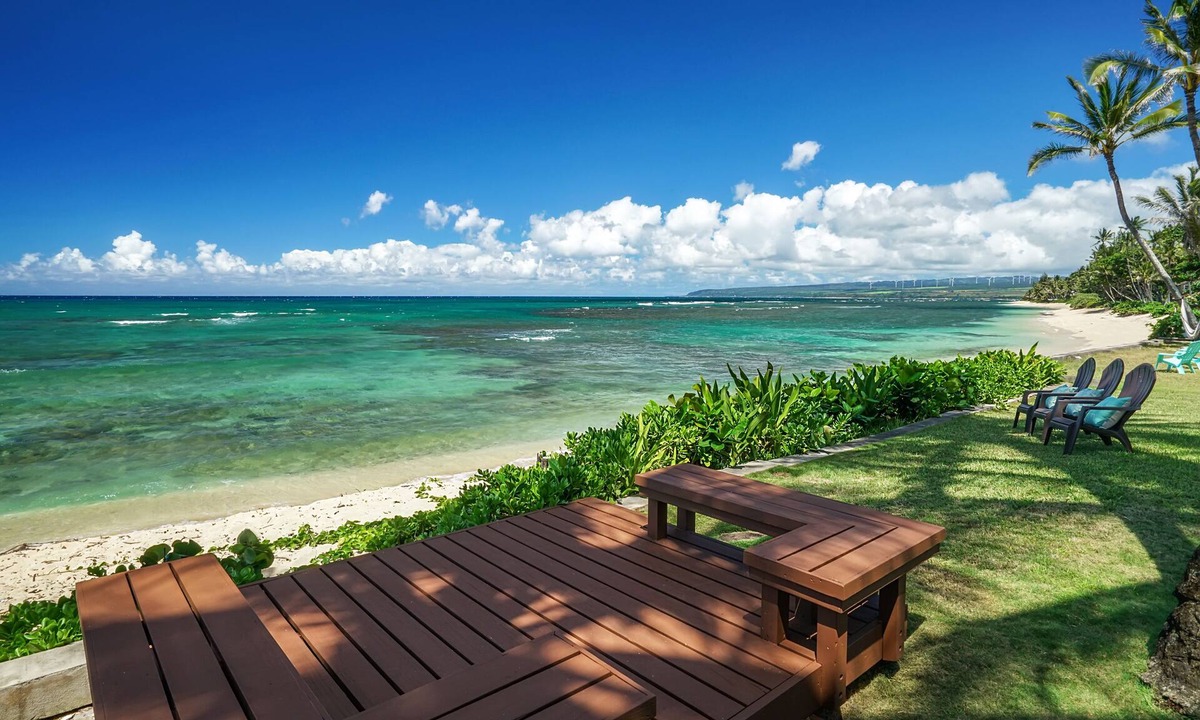 Mokuleia House | Oceanfront Family Escape w/A/C, Large Yard and Sunset Deck