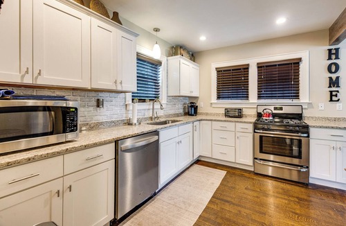 Meriden House | Convenient, Cozy Home: Porches, Fire Pit, Office