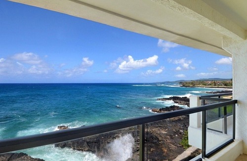Poipu Condo | MOST STUNNING Oceanfront Views, A/c, Washer/Dryer, Kitchen, Elevator, Beach 0.5m