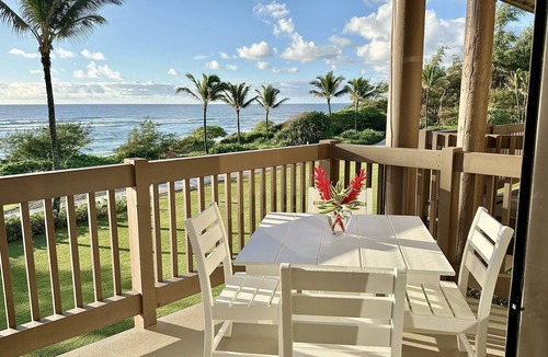 Lihue Condo | Oceanfront, Ocean-View, Steps to Beach, Kaha Lani Resort #221, Wailua Golf