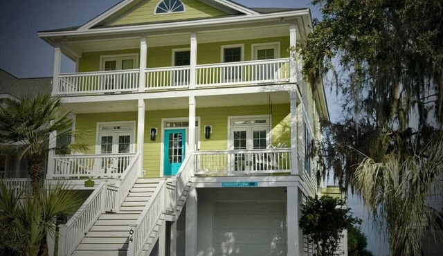 Luxury ADA-Friendly Marshfront Home | 2 Six Seater Golf Carts with Beach Access ADA Stickers, Game Room, Elevator in Fripp Island