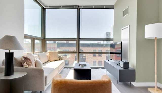 Modern Hoboken 2BR w/PATH Shuttle, Gym & W/D, by Blueground in New Jersey