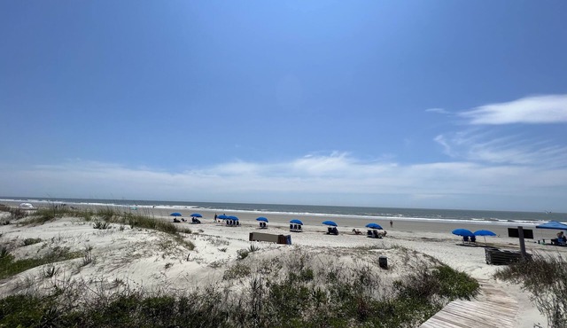 Oceanfront top floor condo, sunrises, dolphins, breezes, THREE private balconies in Johns Island