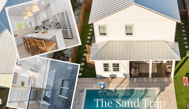 Steps to Gulf | 4BR w/Private Pool, Putting Green, Fire Pit & Golf Simulator – Sleeps 14 in Panama City Beach