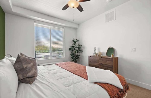 Downtown Salt Lake City Apartment | Modern Downtown 2BR 2BA Near Delta Center with Fire Pit, BBQ, and City Views