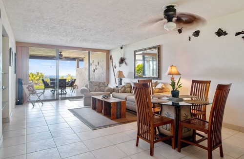 Keauhou Condo | Relax and enjoy your own spacious private lanai with ocean & sunset views