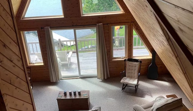 Cedar A-frame cabin with finished bunkhouse, sleeps 14. WiFi, AC in Glover, VT in Glover